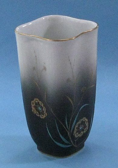   Art Deco Stockmayer Gold Chinese Cattails Antique Porcelain Asian Vase