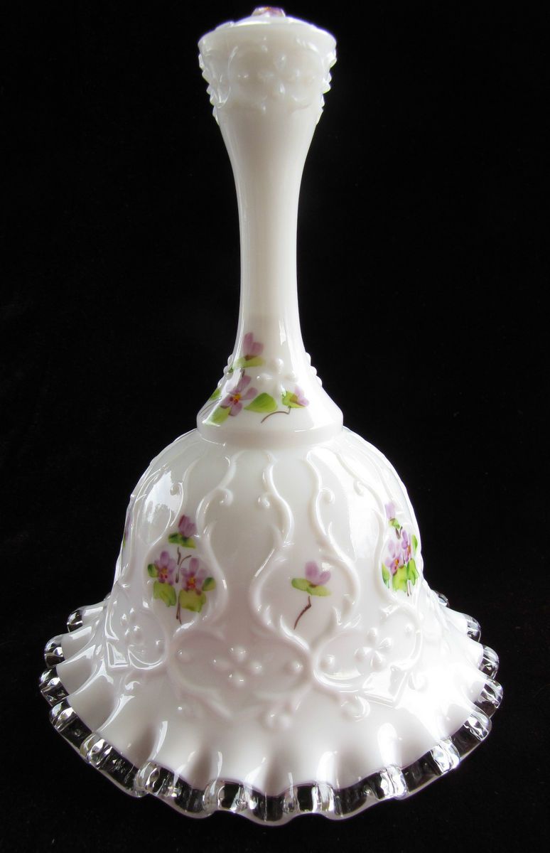 STUNNING FENTON HANDPAINTED GLASS BELL SIGNED BY ARTIST FLEMING