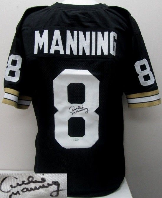 Archie Manning Signed New Orleans Saints Black Custom Jersey Steiner 