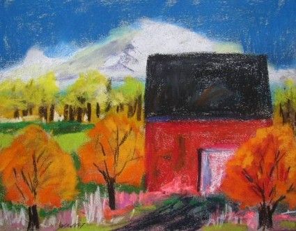 Original Barn Landscape Pastel Painting JMW Art John Williams Farm 