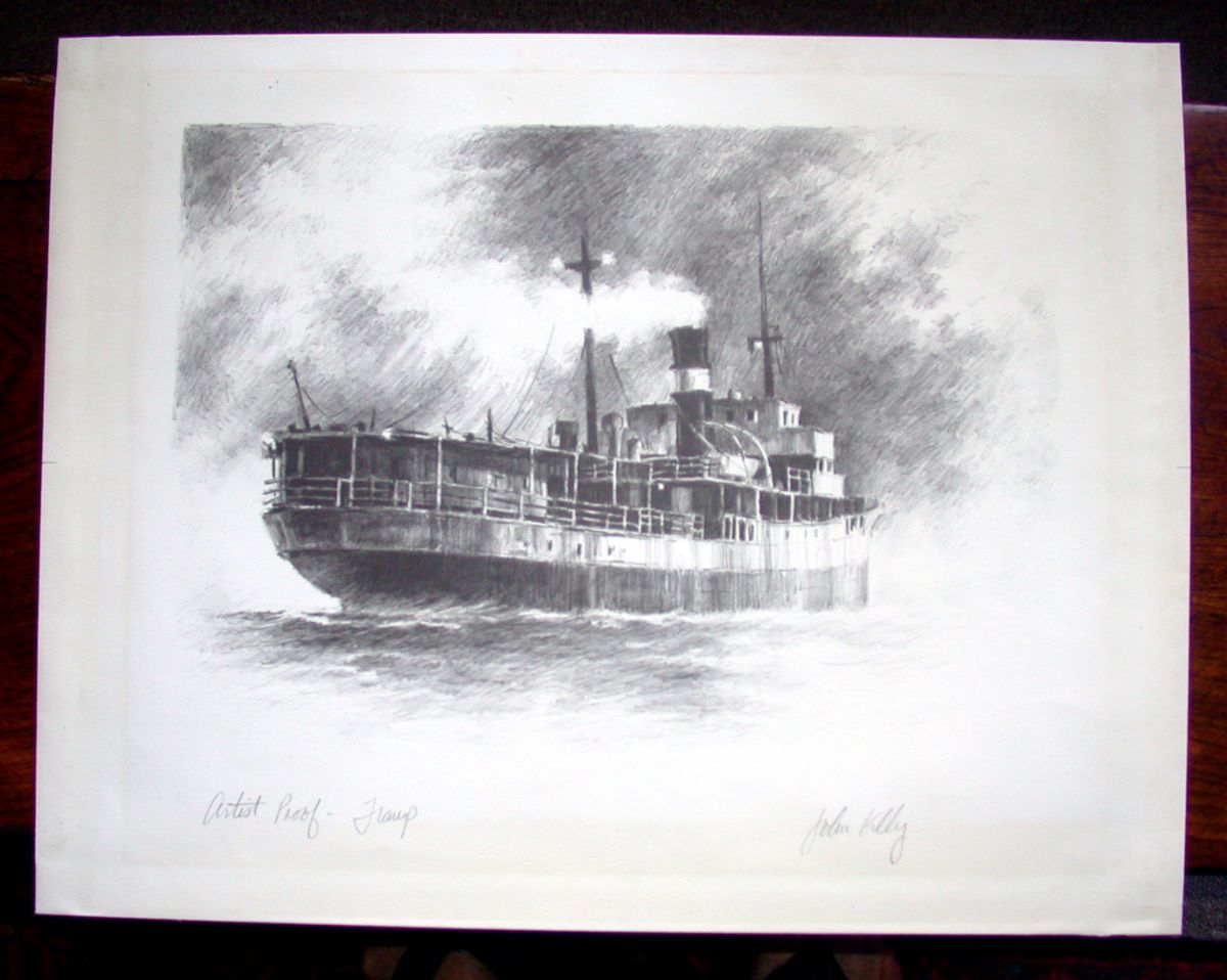 John Kelly Original Print Titled Tramp Artists Proof Listed Artist 