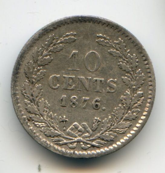 Netherlands Nederland 10 Cents 1876 Silver Silber Argent