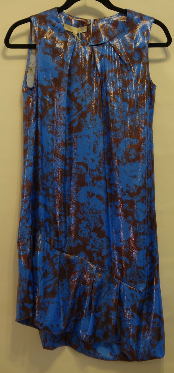 Vanessa Bruno Blue Red Silk Dress Size 34 New with Tags 680 Retail