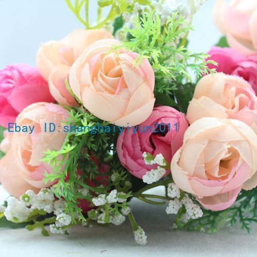  Colors Silk Roses Buds Wedding Bouquet Artificial Flowers F36