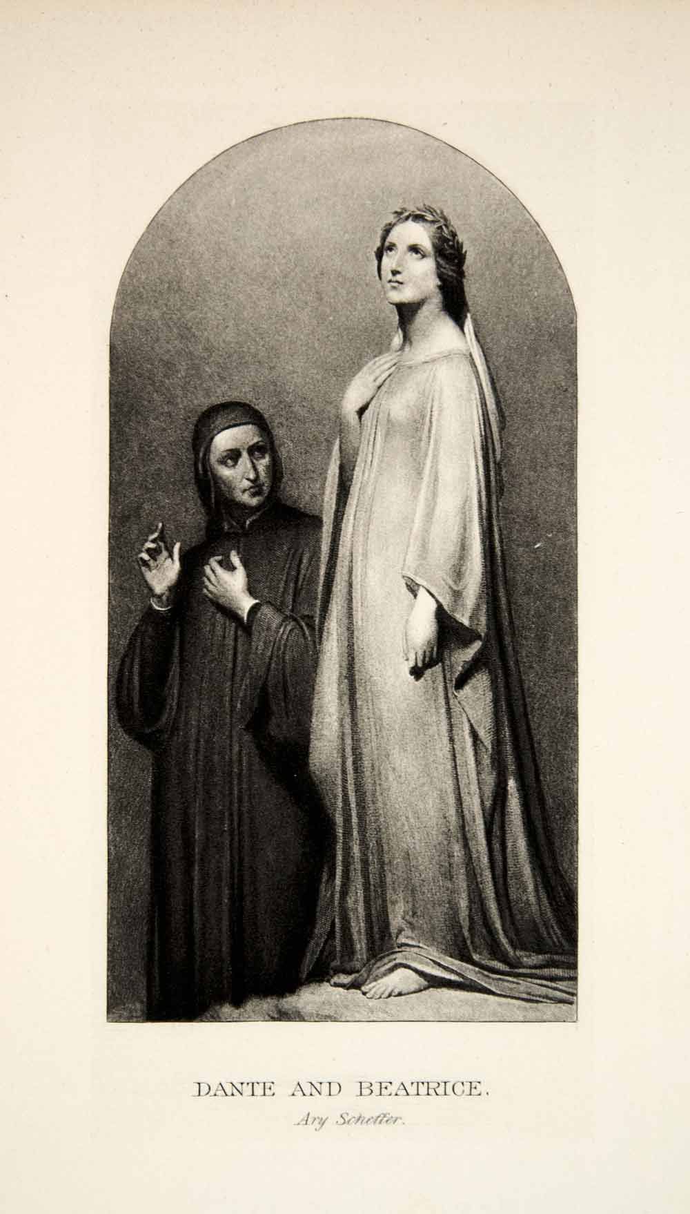 1895 Photogravure Dante Beatrice Art ARY Scheffer French Romanticism 