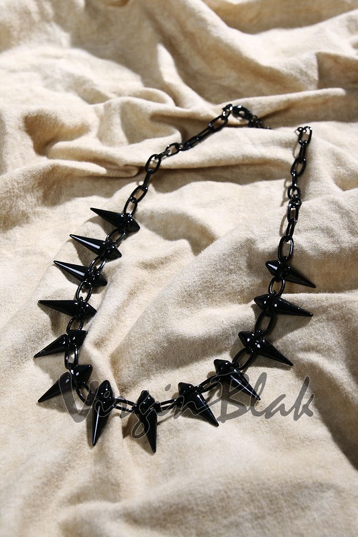 vb HOMME Mens Black Spike Chain Necklace 6NS