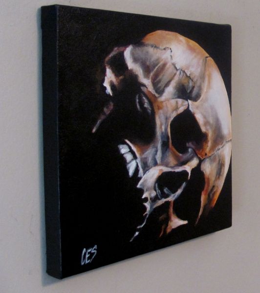 Original Halloween Painting CES Horror Macabre Skull Outsider Spooky 