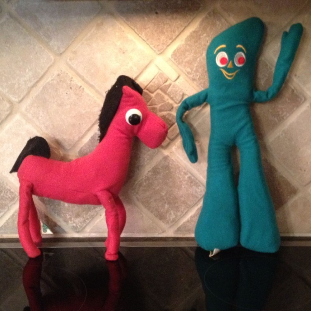 Gumby And Pokey Plush Stuffed Animal Vintage 1983 Art Clokey