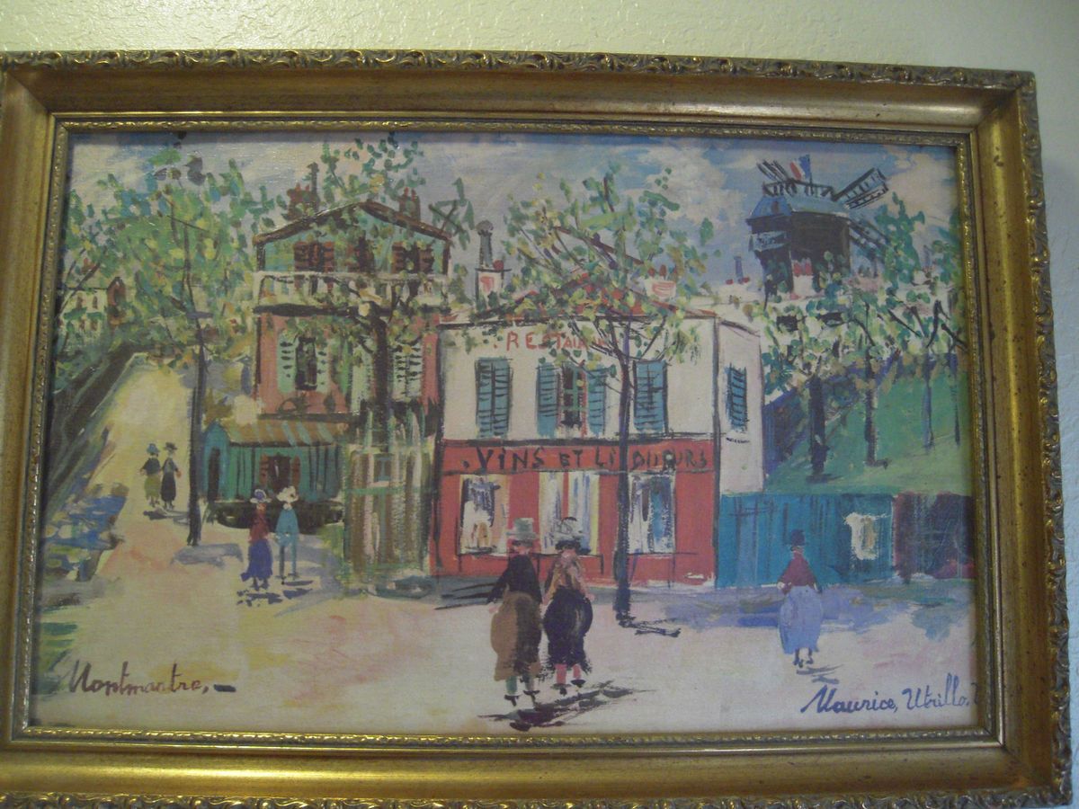 Maurice Utrillo V Montmartre Print on Canvas Framed Circa 40s 20L x 