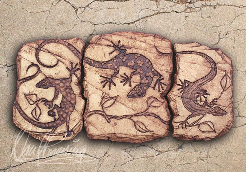 eby artifacts gecko triptych 1a