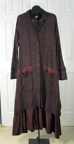 Cynthia Ashby Linen with Silk Duster / Coat   Blacked Burgandy