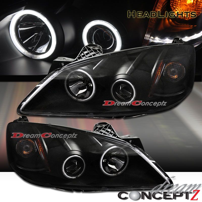   G6 DUAL CCFL HALO PROJECTOR HEADLIGHTS w/ L.E.D BLACK STYLE ANGEL EYE