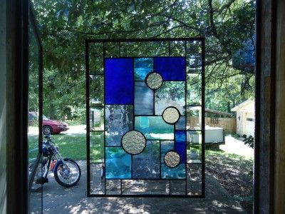 stained glass geometric window panel