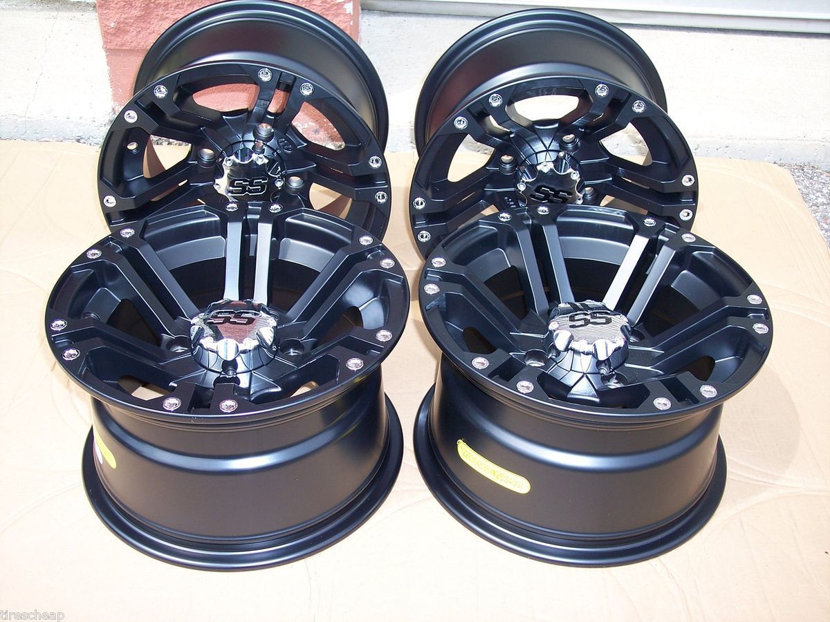   ITP SS212 Blk Aluminum ATV Wheels New Set 4 Lifetime Warranty