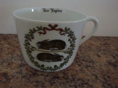 Vintage Porcelaine DAuteuil Giraud Limoges France Rabbit Bunny Mug 