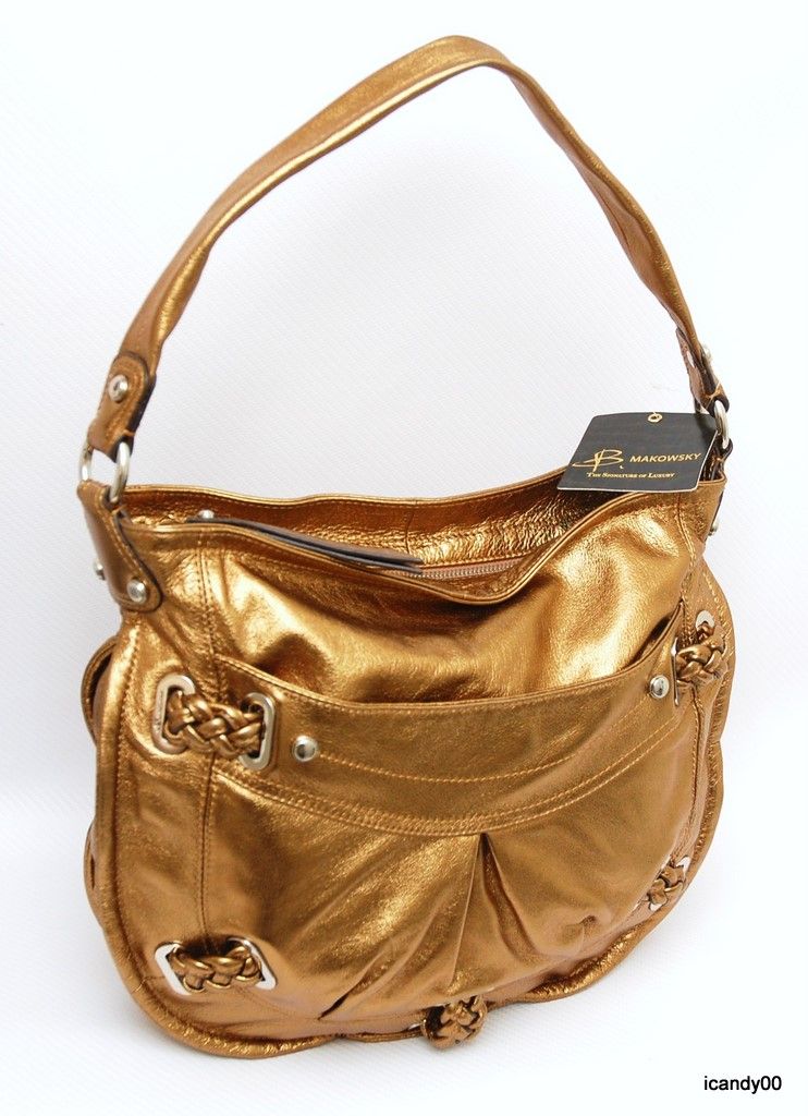 NWT B MAKOWSKY CLAREMONT HOBO SHOULDER BAG HANDBAG GOLD