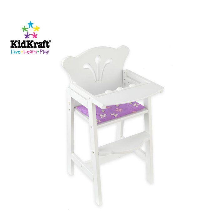 kidkraft lil doll white wood baby high chair