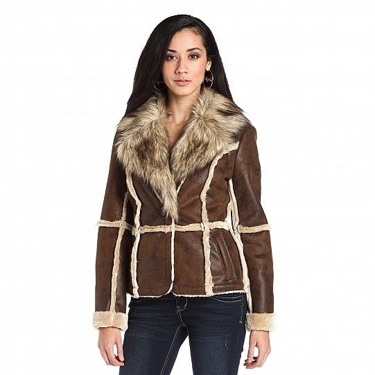 Baby Phat Fur Trim Shearling Coat M MSRP $149 00