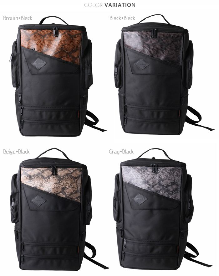   Snakeskin PU Leather Backpacks Mens Bags Laptop School Travel