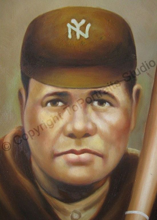 Babe Ruth New York Yankees Card Canvas Oil Art Painting