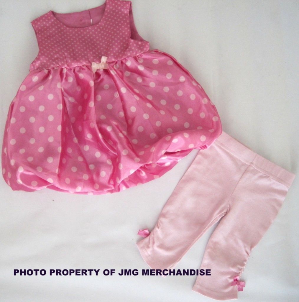 New Baby Girls Pink Dress Leggings Set Party Outfit