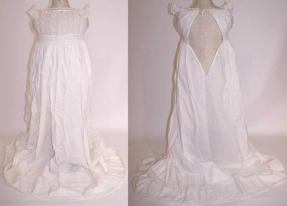 Victorian Antique Ayrshire Whitework Cotton Christening Gown Infant 