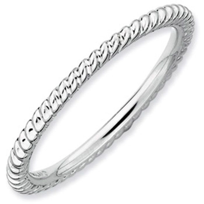 Stackable Expressions Sterling Silver Wedding Band Ring Twisted Thin 1 