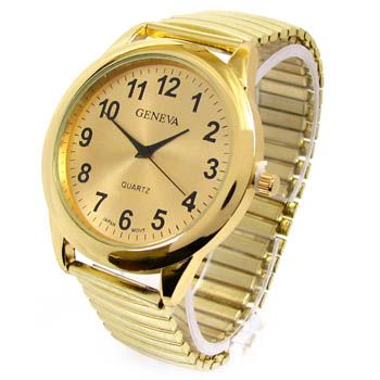 Gold GL Large Size Geneva Womens Stretch Band Watch