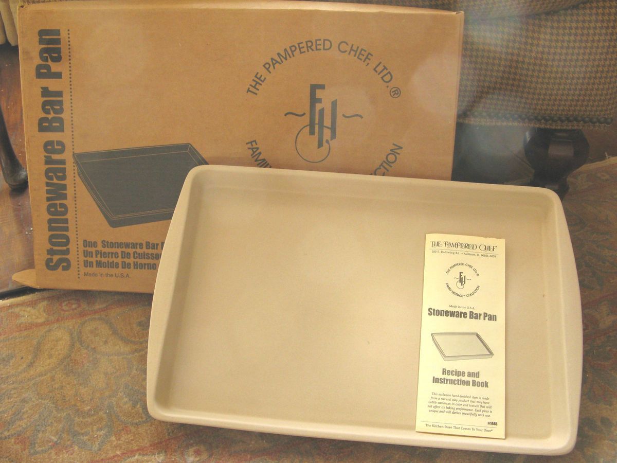 Pampered Chef Stoneware Bar Pan Baking Cookie Sheet Large