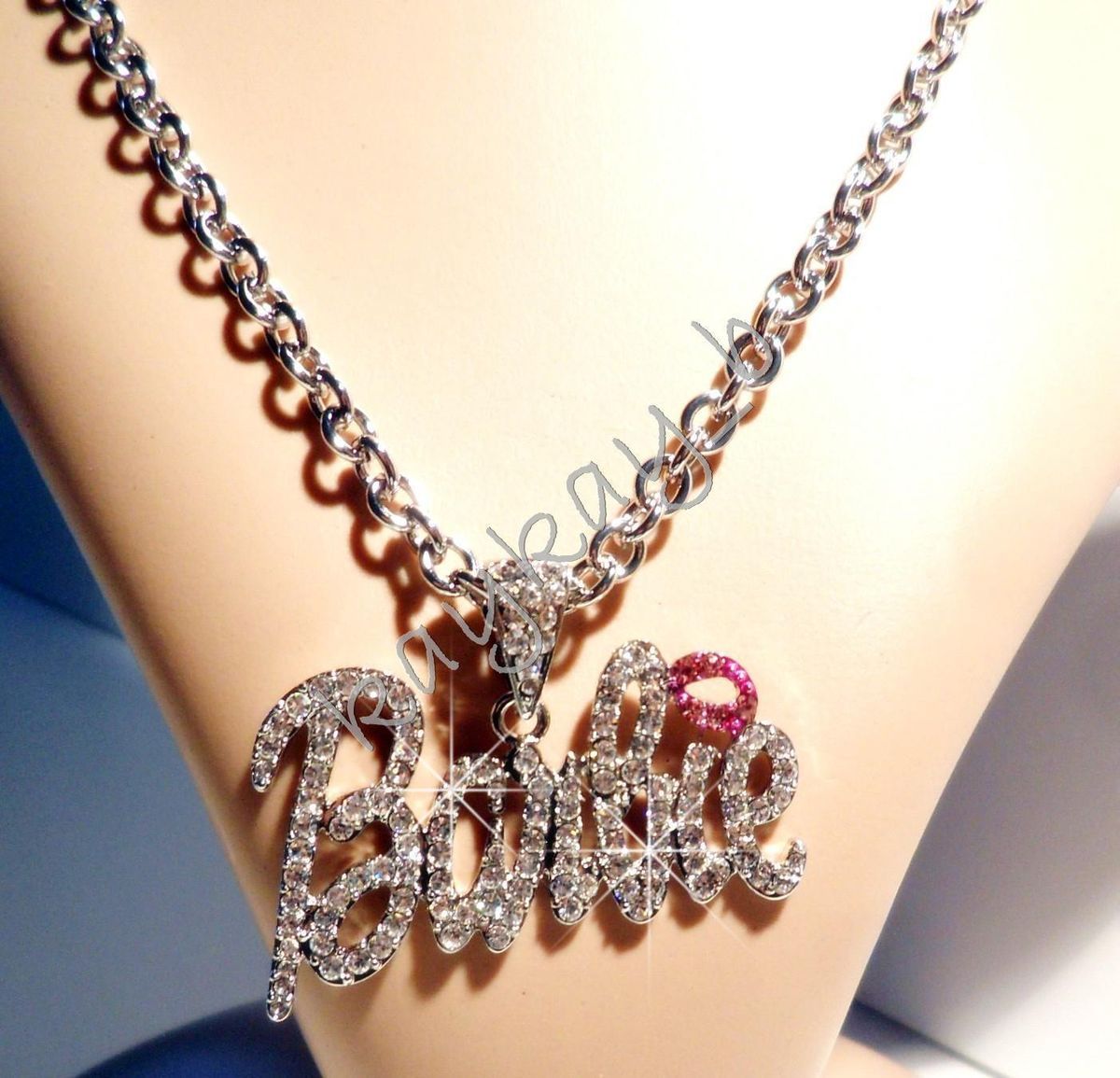 New Nicki Minaj 2 BARBIE Iced Out Necklace Silver White Pink Lip