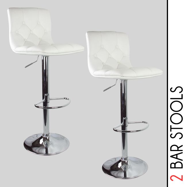 Swivel Bar Stool White Elegant PU Leather Modern Adjustable 