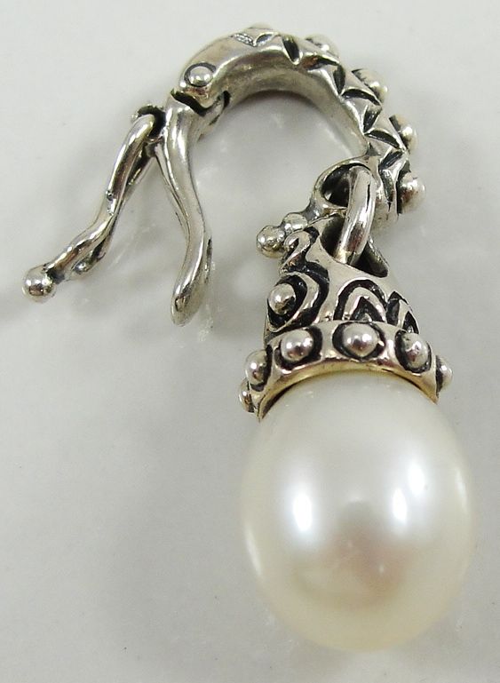 Barbara Bixby Sterling 18K Gold Pearl Enhancer Charm Hinged Cuff 