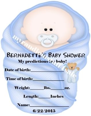  Baby Shower Party Favor Baby Prediction Card Game Shaped Like Baby 