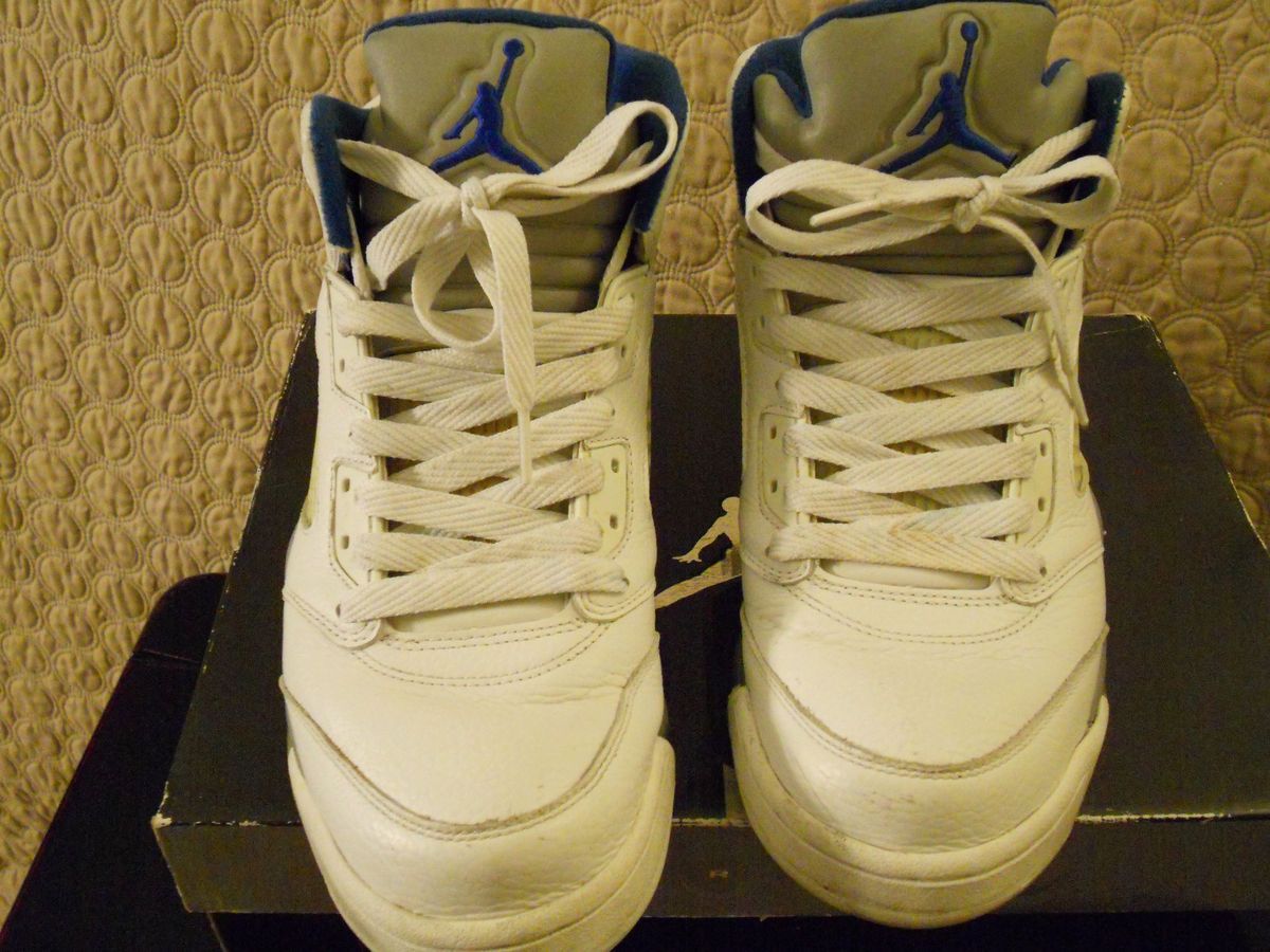 Nike Air Jordan 5 V Retro White Royal Blue Stealth Sz 9