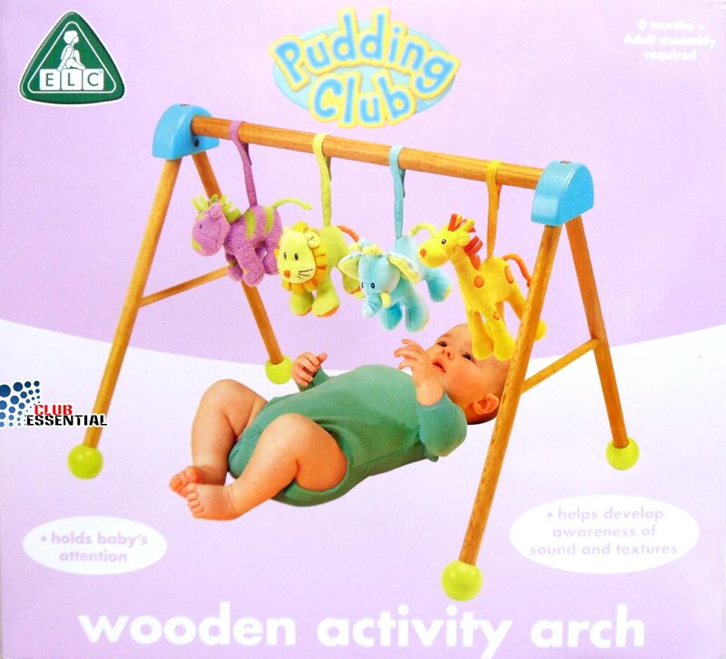 ELC Baby Activity Centre Pudding Club Hanging Toys Strong Wooden Arch 