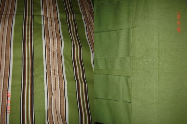 Cotton Canvas Stripe Tab Top Panel Drape Curtain 84 L Basil Green