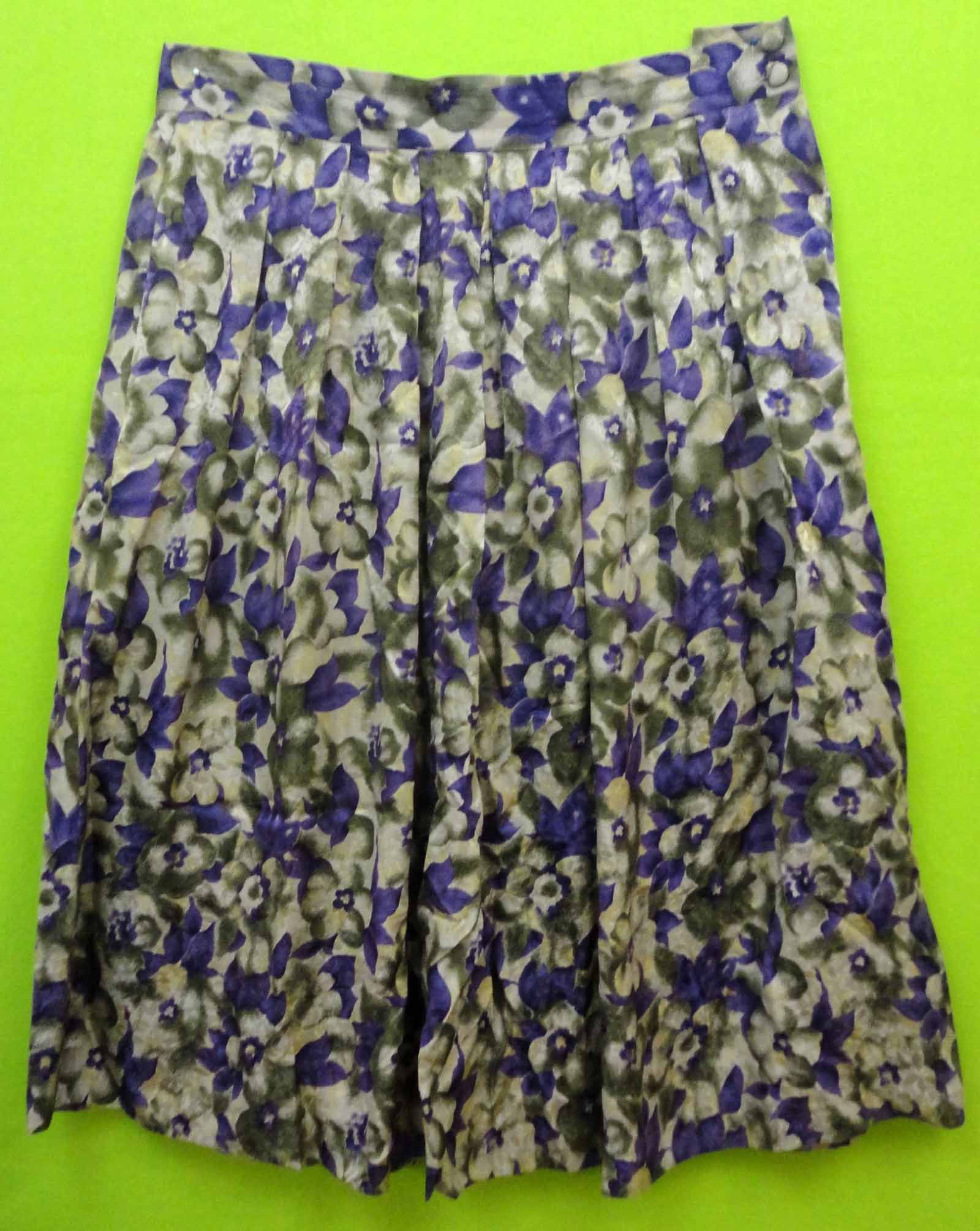 Barrie Pace Silk Sz 18 Womens Olive Green Purple Skirt KR95