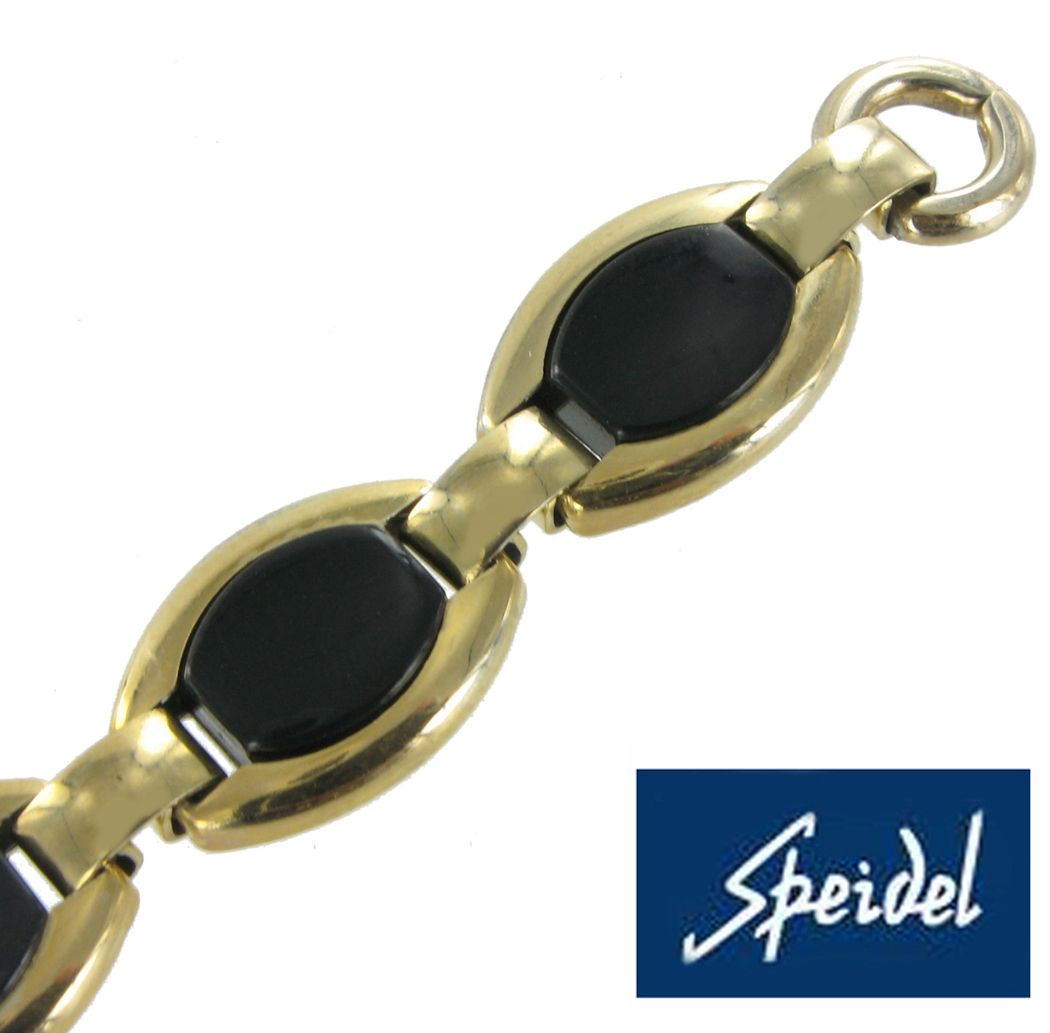 Speidel Watch Band Vintage 10K Yellow Gold RGP Black Split Ring Ladies 