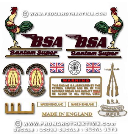 BSA Bantam Decals 1949 71 Decalsets for All Models