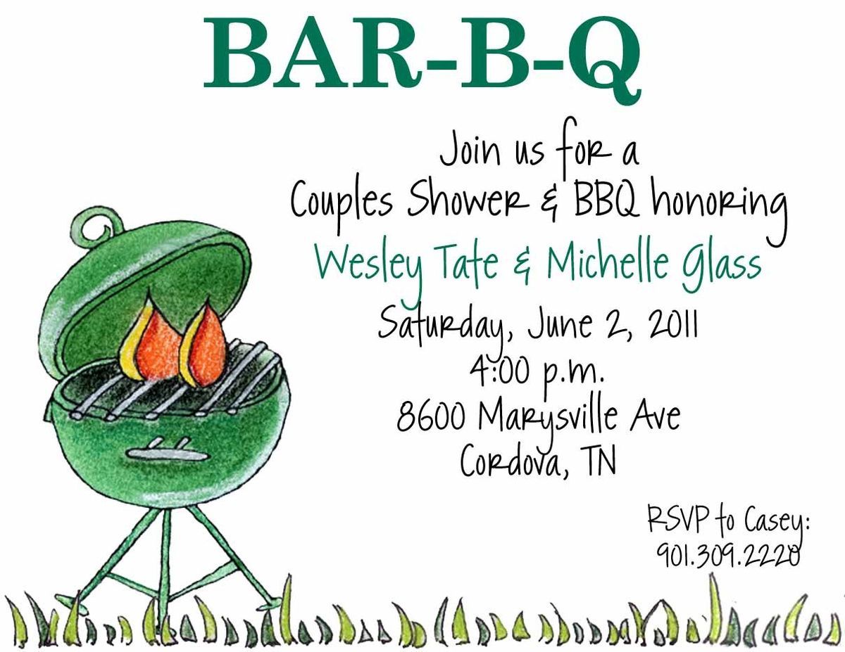 Bridal Couples Bar B Que BBQ Party Shower Invitations