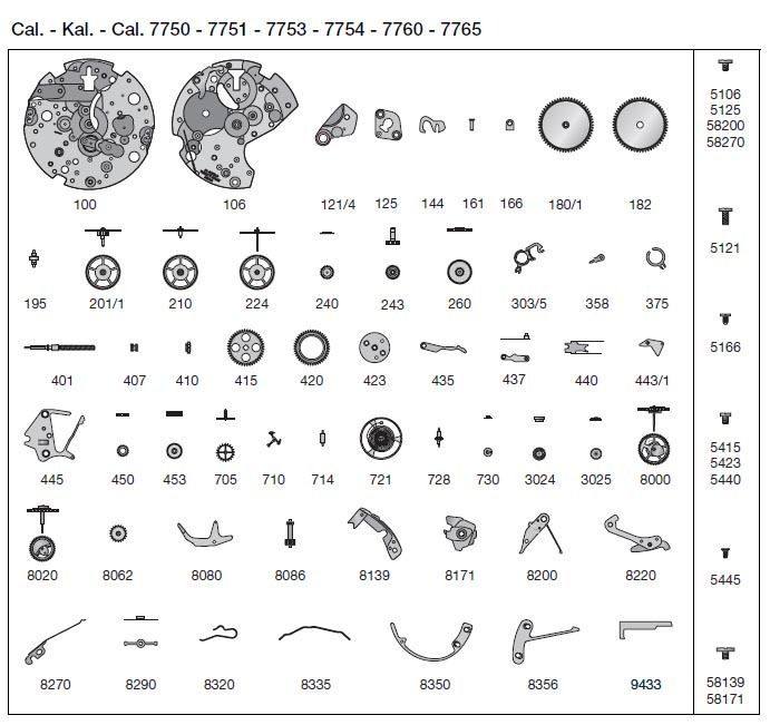   Parts For ETA Valjoux 7750 Automatic Chrono Watch Movement Part 3