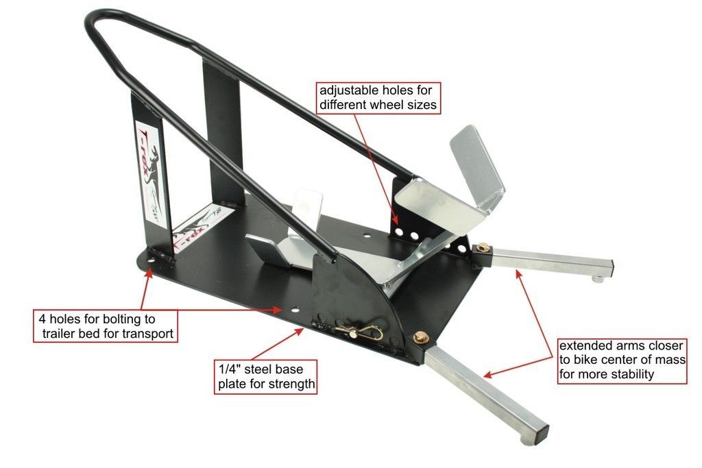 rex motorcycle wheel chock trailer black 