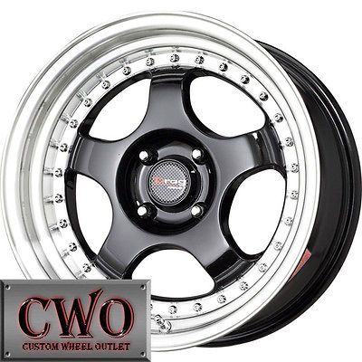 15 Black Drag DR 46 Wheels Rims 4x100 4 Lug Civic Mini Miata Cobalt XB 