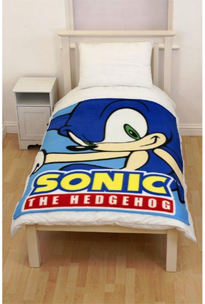 NEW SONIC THE HEDGEHOG FLEECE BLANKET CHILDRENS BOYS SINGLE BLANKET 