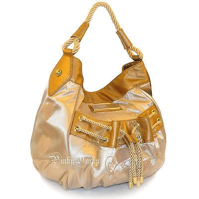 210) NEW ED HARDY LOVE KILLS SLOWLY LARGE GOLD RIVET HOBO HANDBAG 