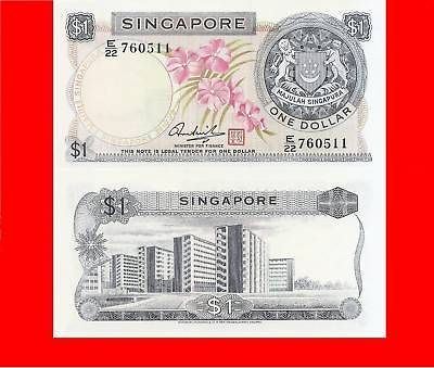 singapore p1d $ 1 1972 orchid uncirculated 