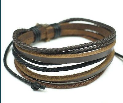 w516Fine Brown hand woven hemp leather bracelet man/woman 1pcs/  ===