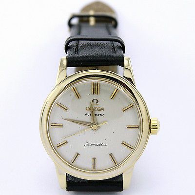 omega seamaster 15650003 14k gold case vintage pre owned time