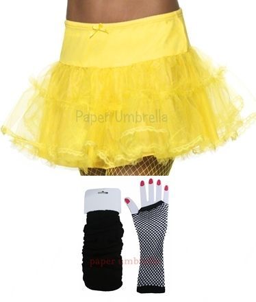 Neon Tutu Legwarmers & Fishnet Gloves 80s Petticoat Hen Party Dance