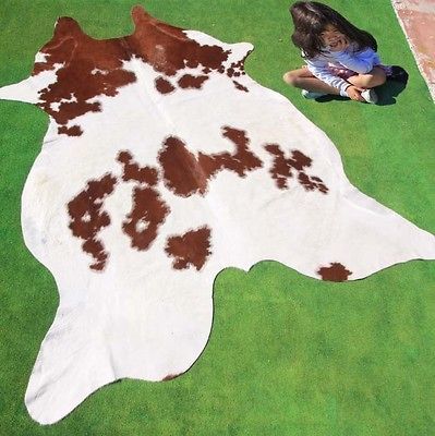 New Cowhide Rug Cowskin Cow Hide Skin Leather Bull Carpet Throw 